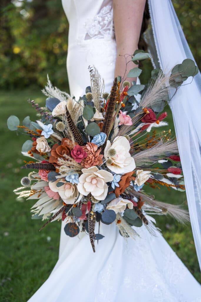 A detail photo of the bride's bouquet that her grandmother made.