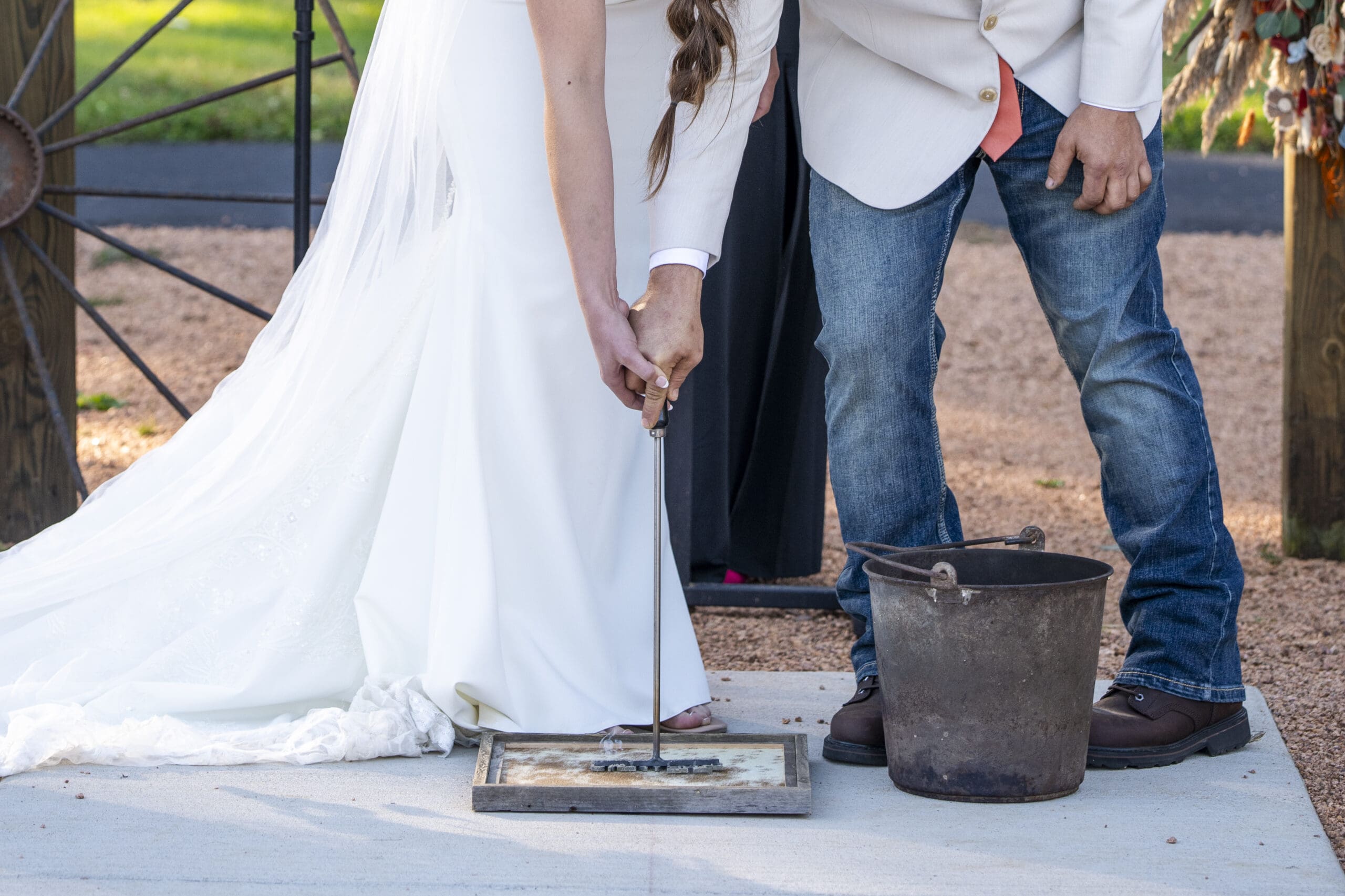 A detail photo of the branding during the Wisconsin ceremony.