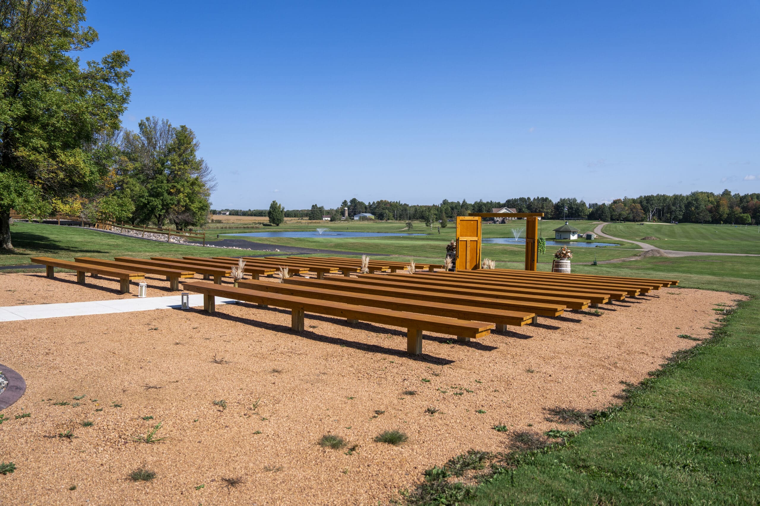 The ceremony area at The Bailiwick wedding venue.