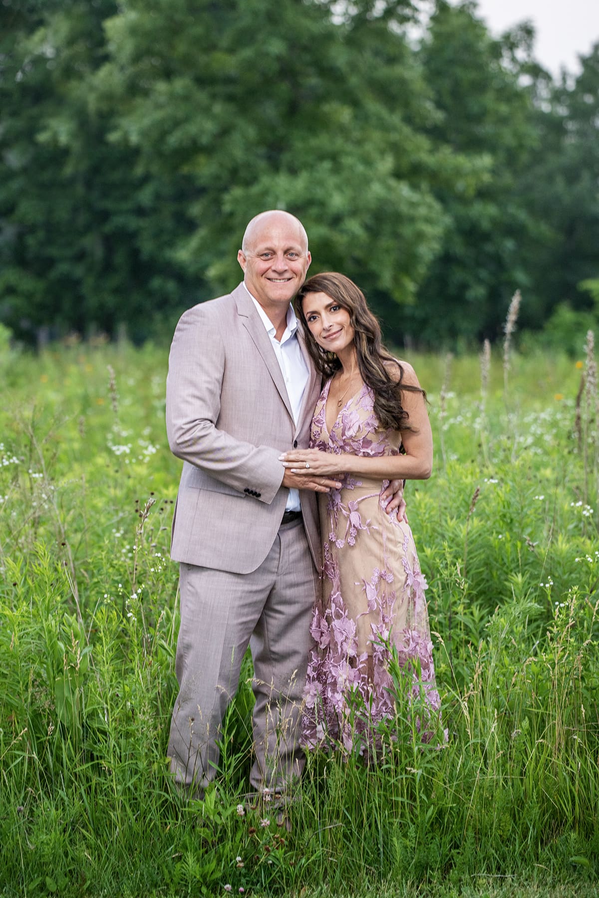 Relaxed and coordinated casual outfits photographed during a Southeast Wisconsin engagement session.