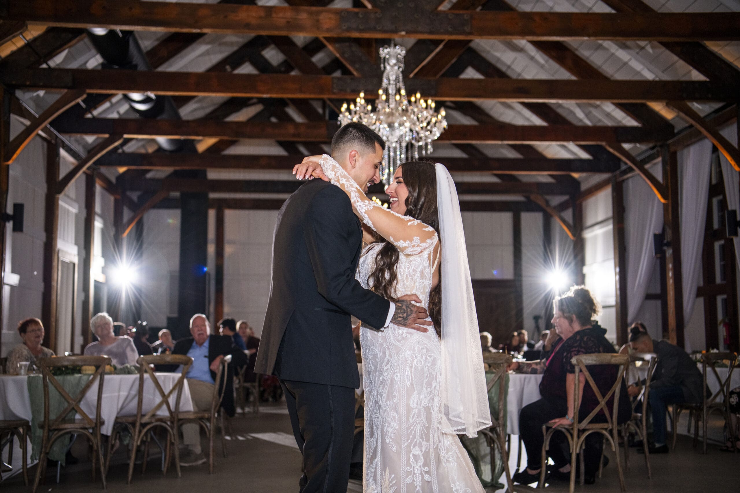 Close up of bride and groom sharing first dance in Wisconsin 