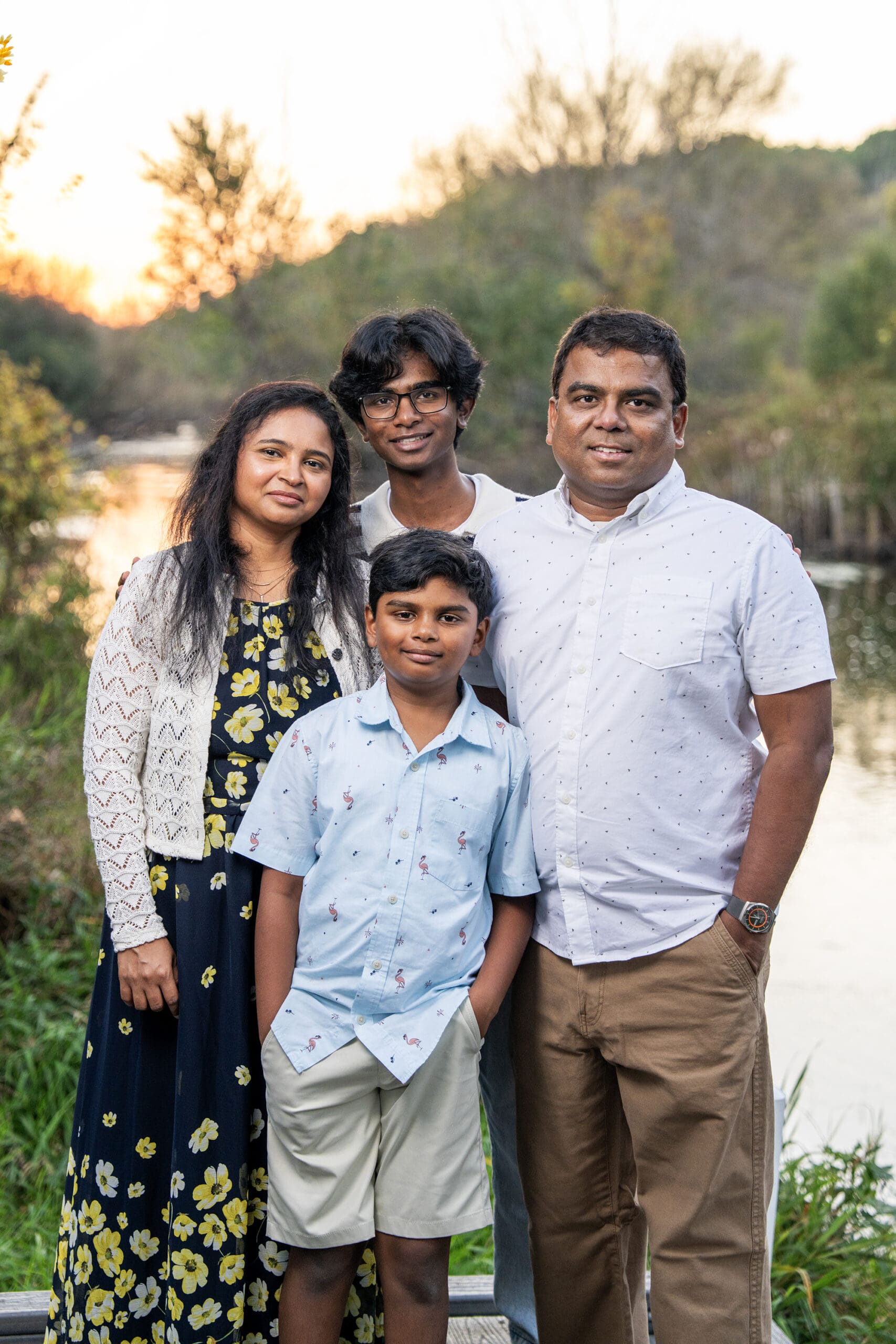 Delafield family standing in front of river 