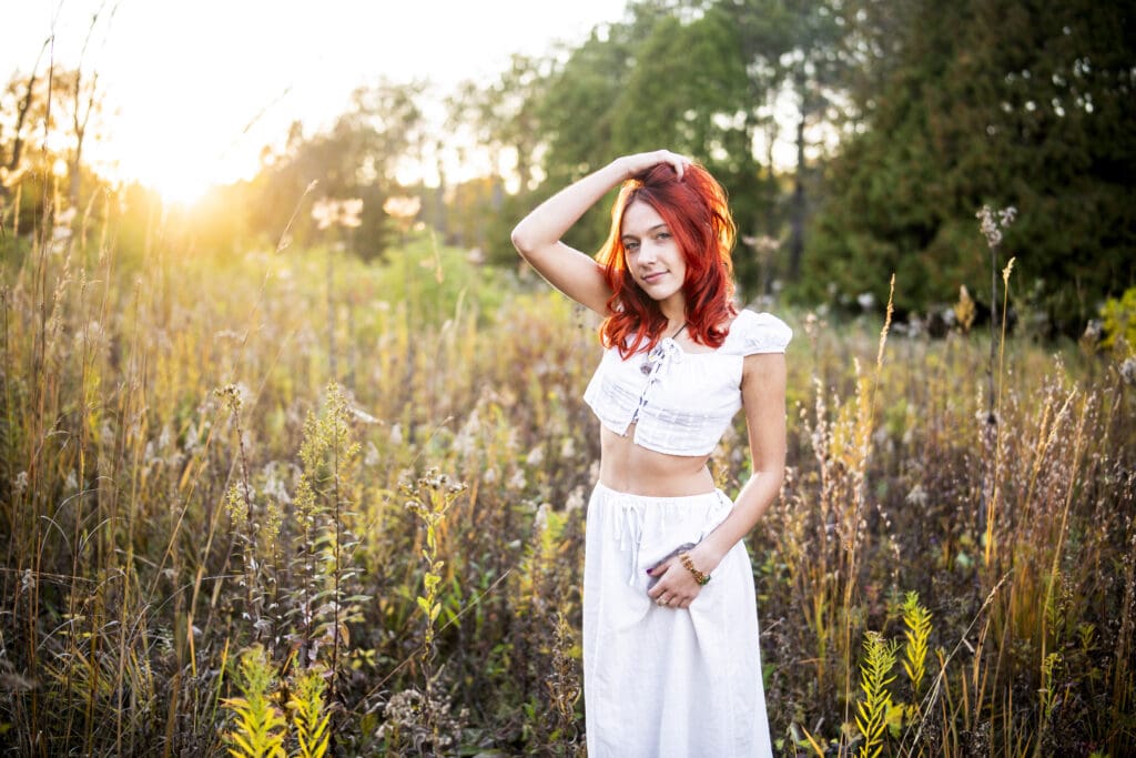 Senior girl portrait showing relaxed posing and natural movement.