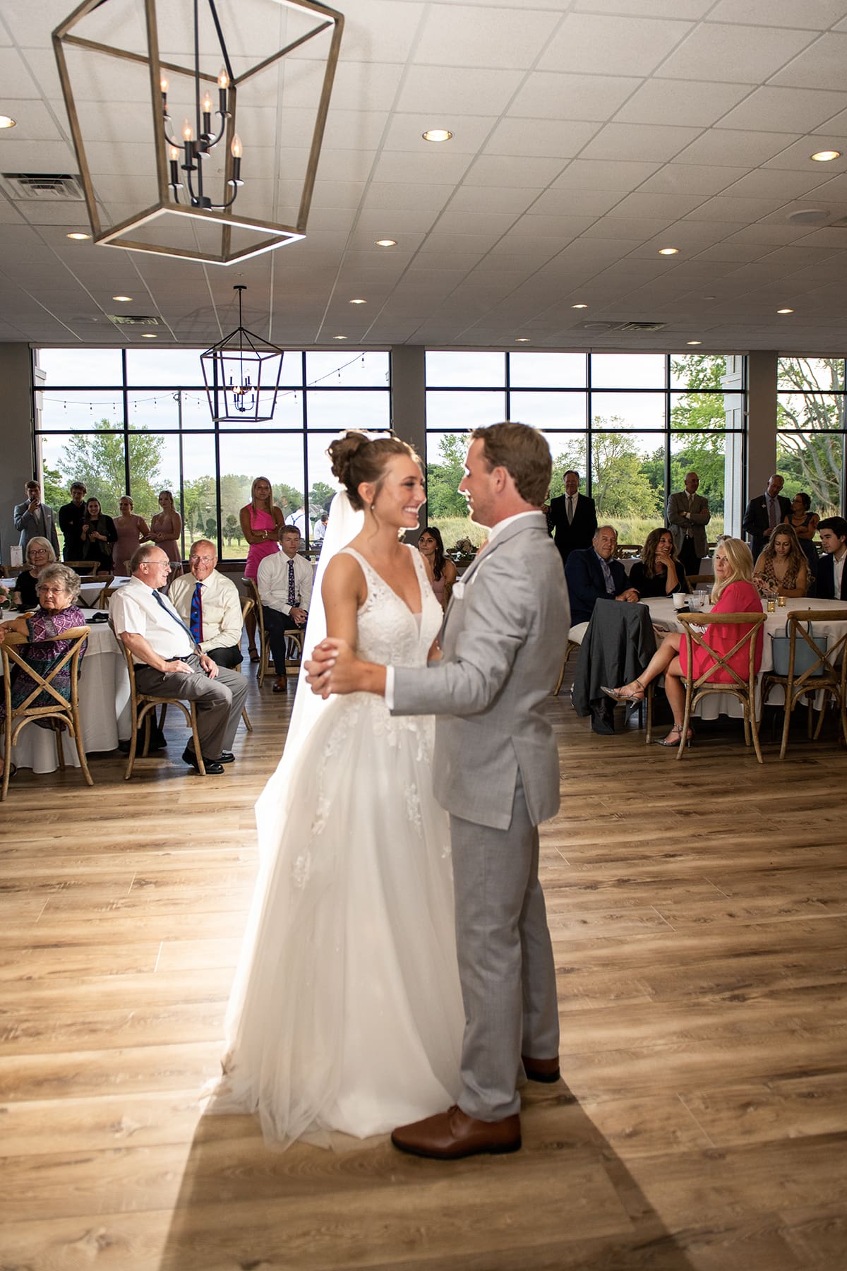 Bride and groom dancing as newly weds at a Wisconsin wedding 