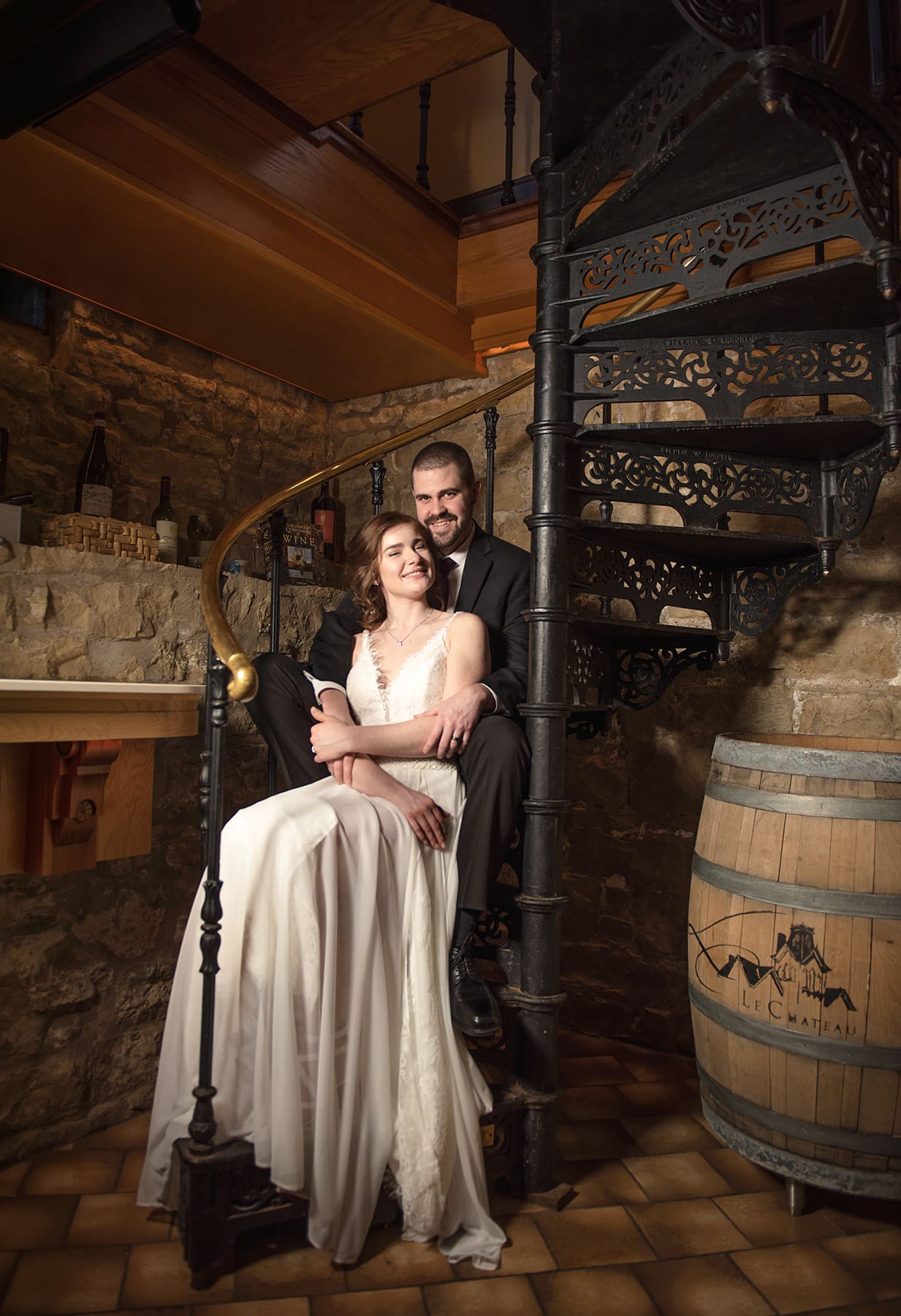 Groom and bride portraits in Milwaukee.
