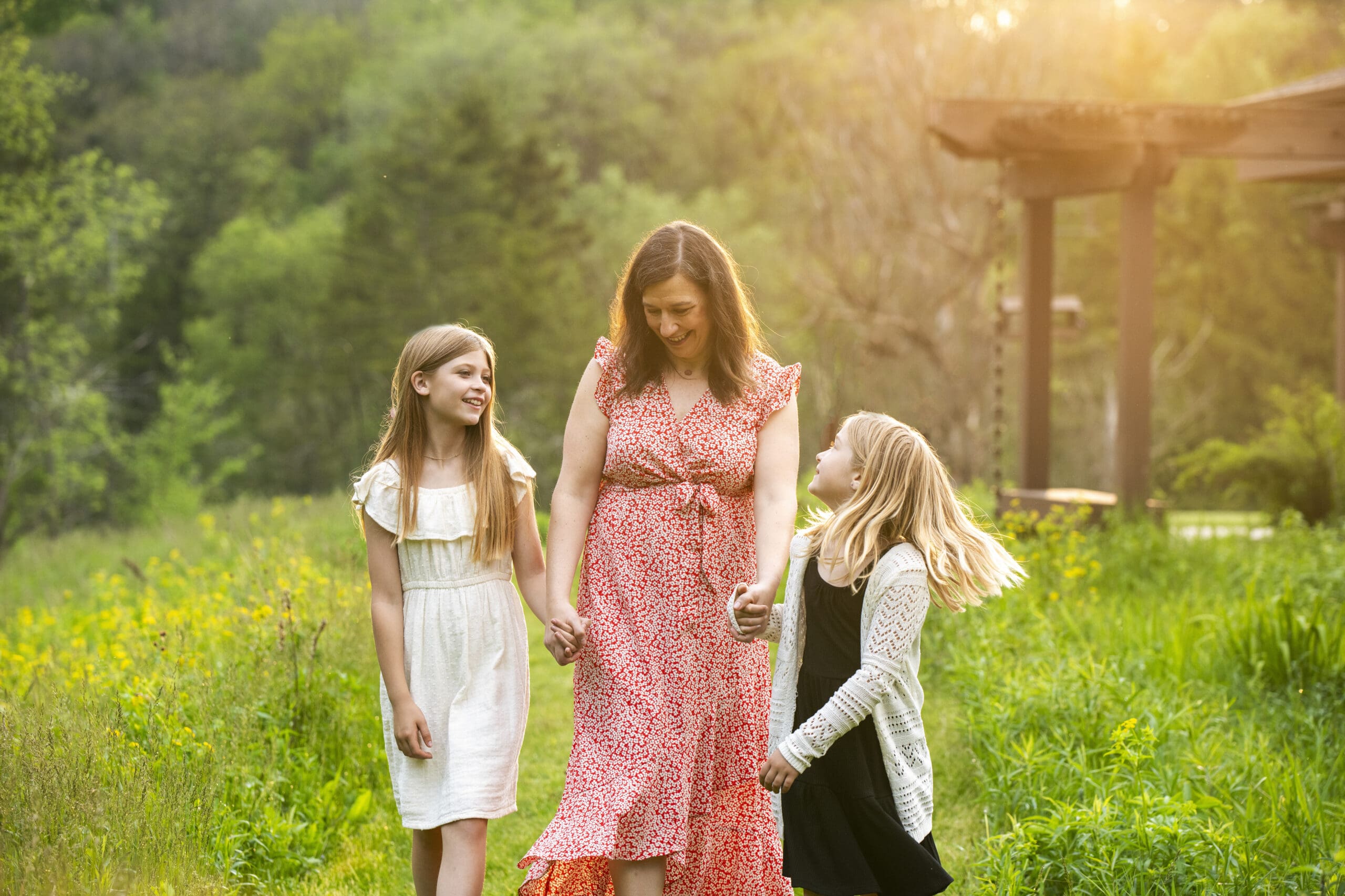 Hartland mother walking with her childen at Retzer Nature Center