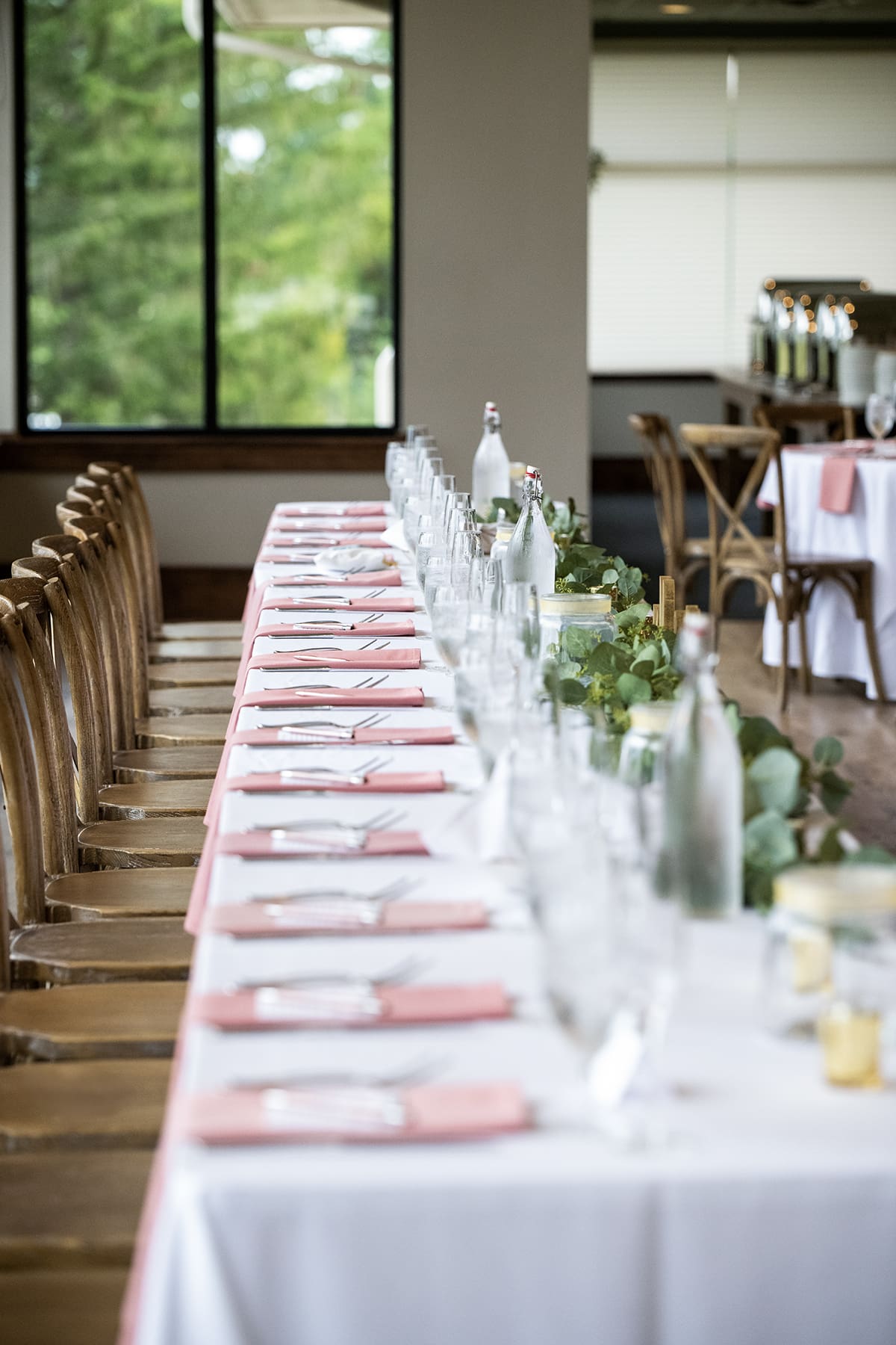 Table settings and floral details at the 1896 Room wedding venue