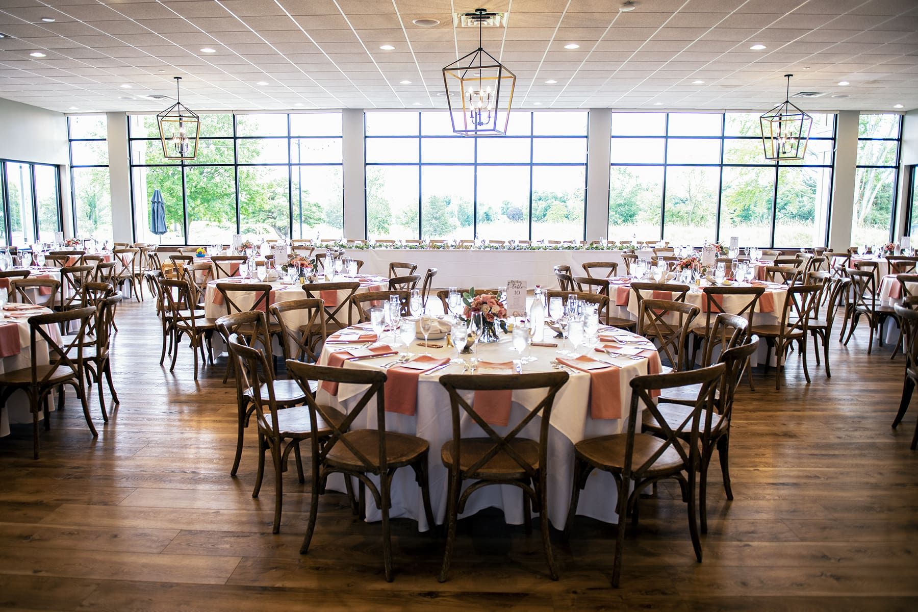 Reception space styled for a wedding at the 1896 Room wedding venue