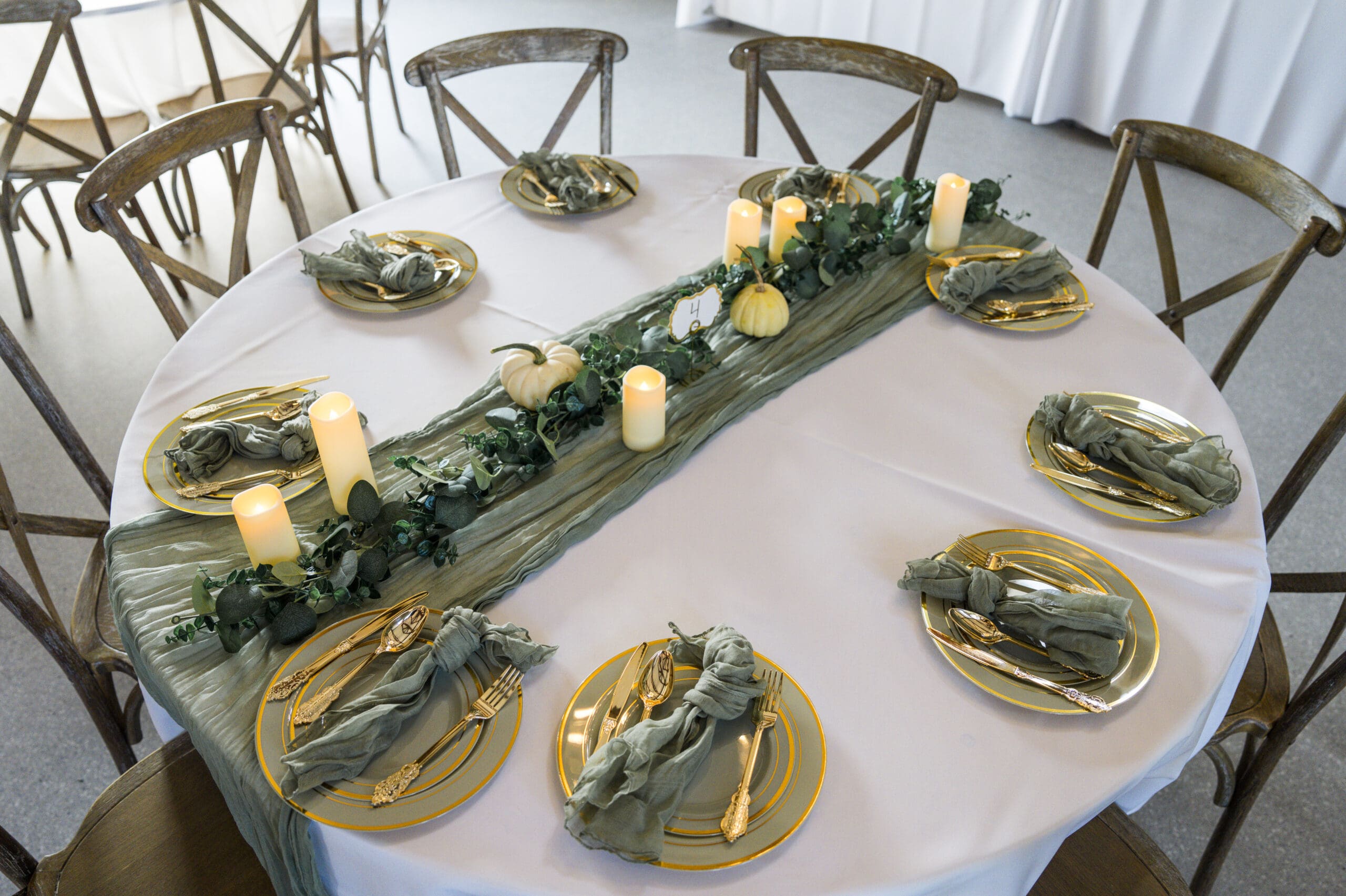 Table details at Wisconsin wedding reception 