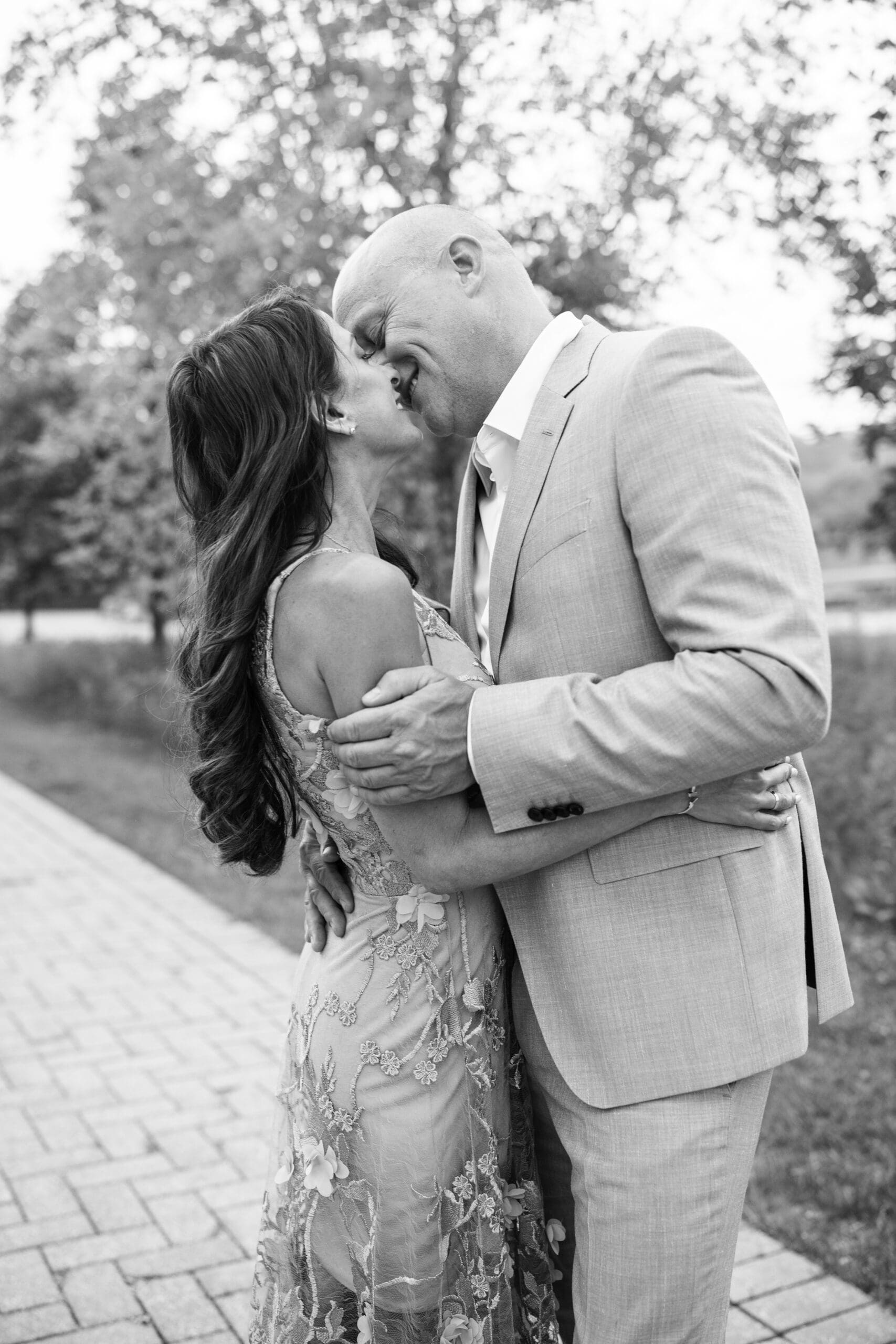 Oconomowoc couple kissing during their engagement session in Southeast WI