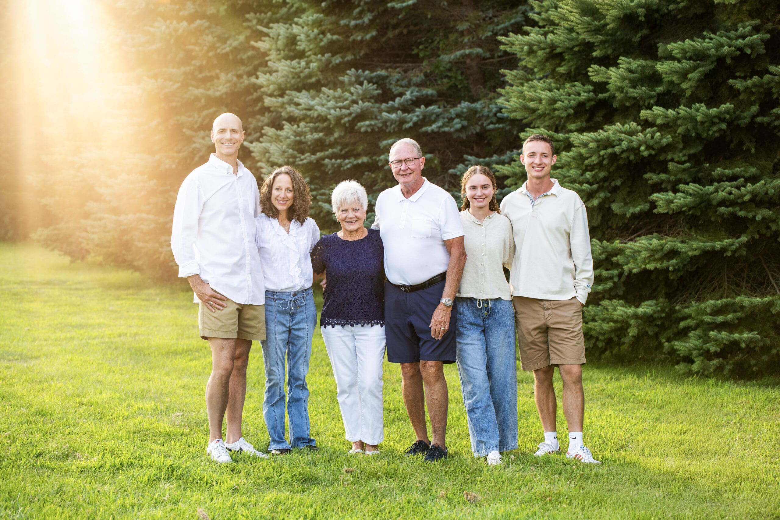 Neutral and layered clothing worn by a family at family photo locations in Wisconsin