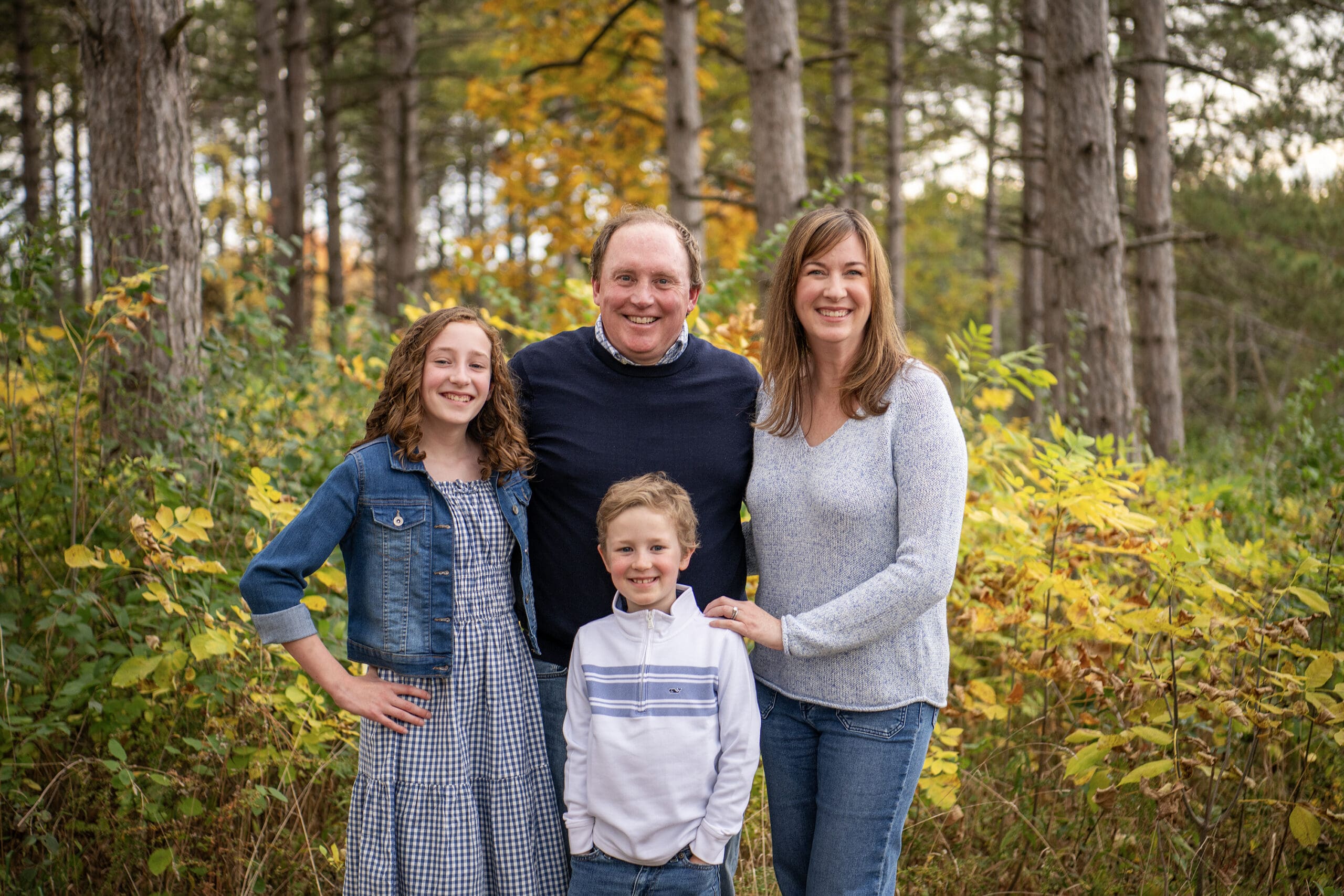 Coordinated family outfits showcased at one of the best family photo locations in Wisconsin