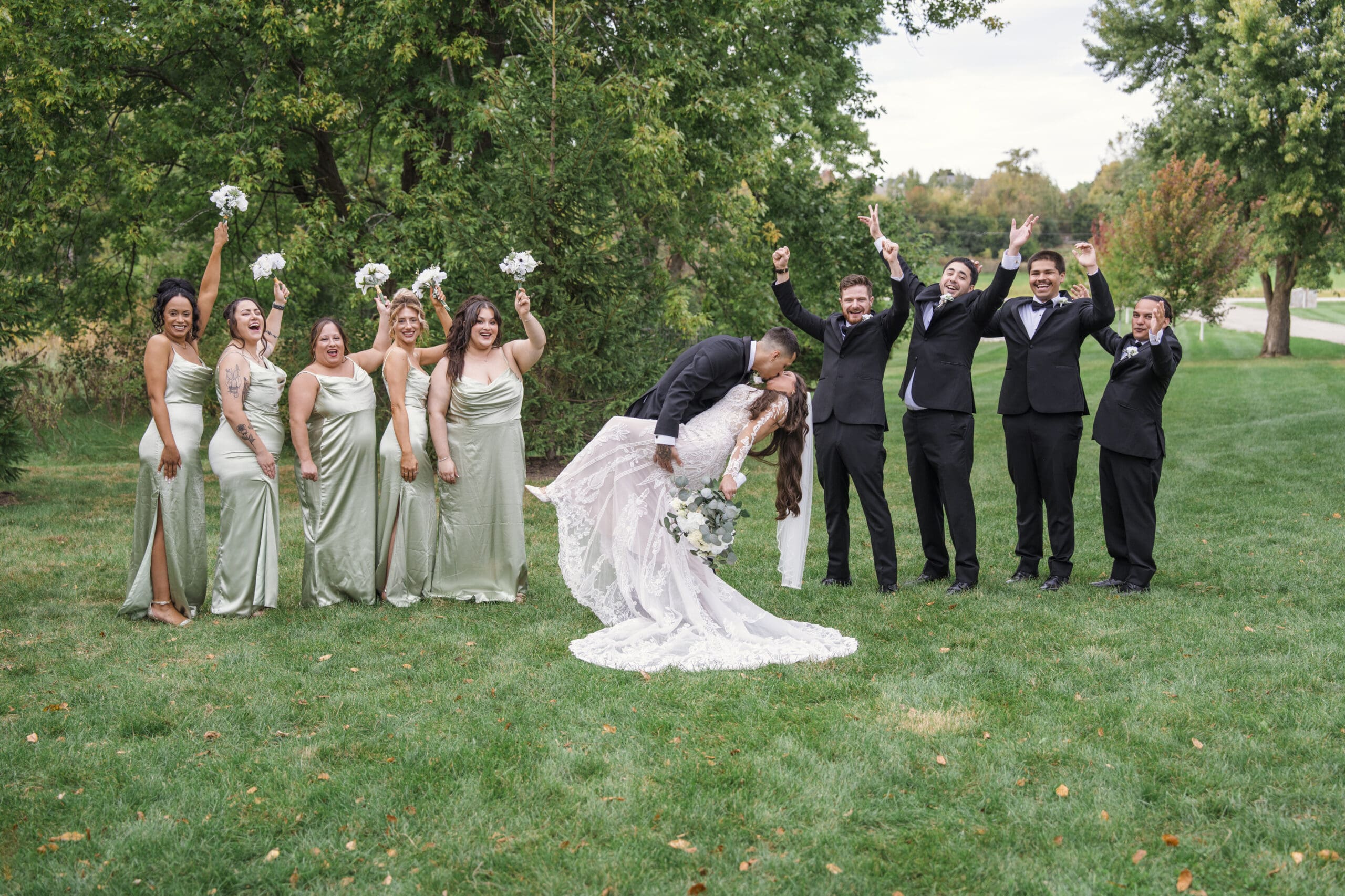 Wedding party portraits at Lilac Acres wedding venue