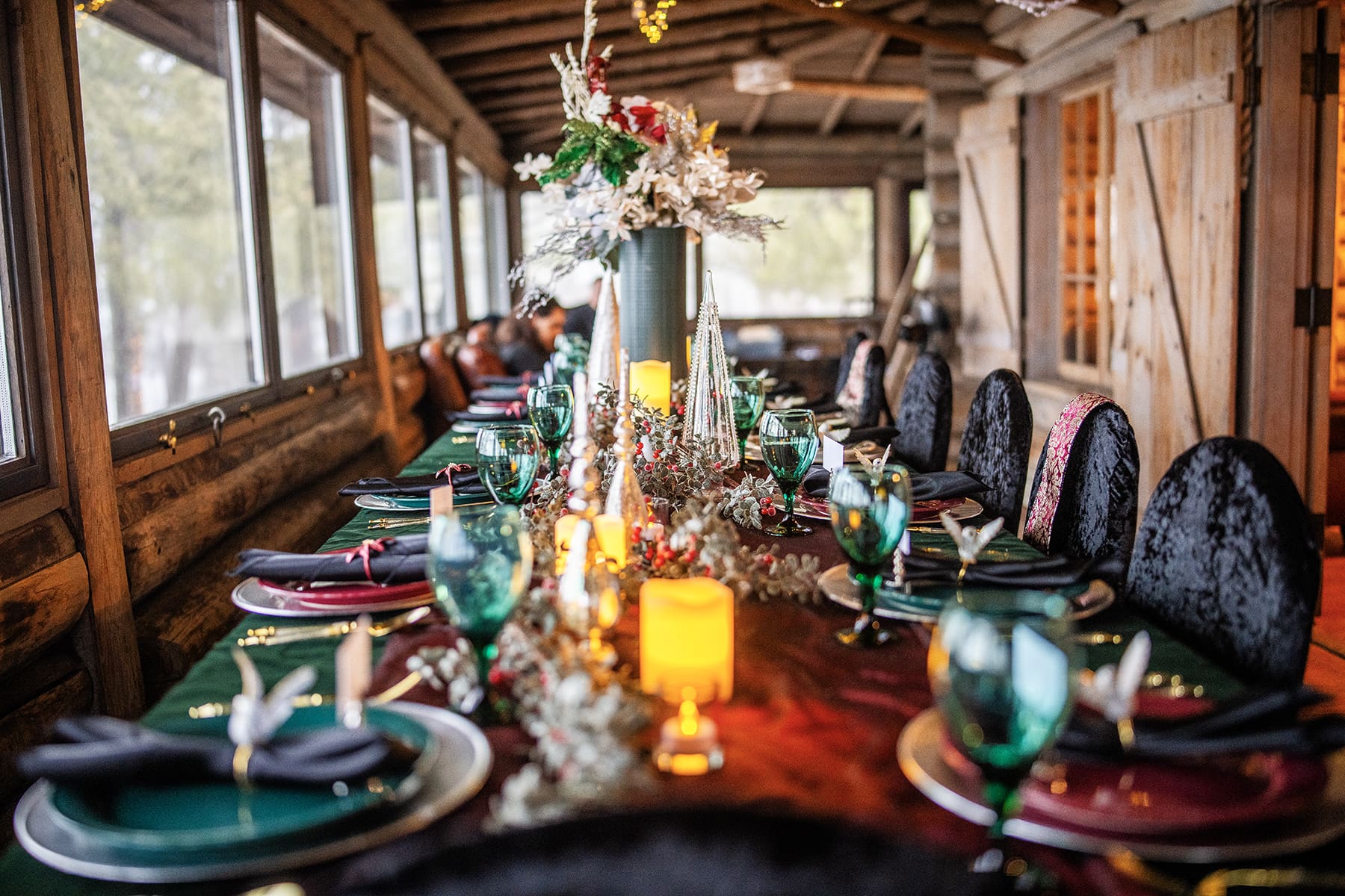 Wedding reception tables and décor at a wedding venue in Wisconsin