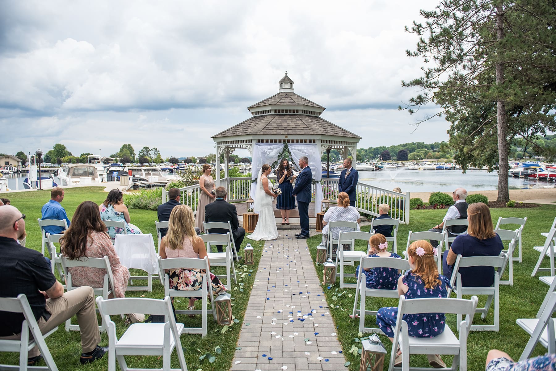 Outdoor summer Wisconsin wedding ceremony